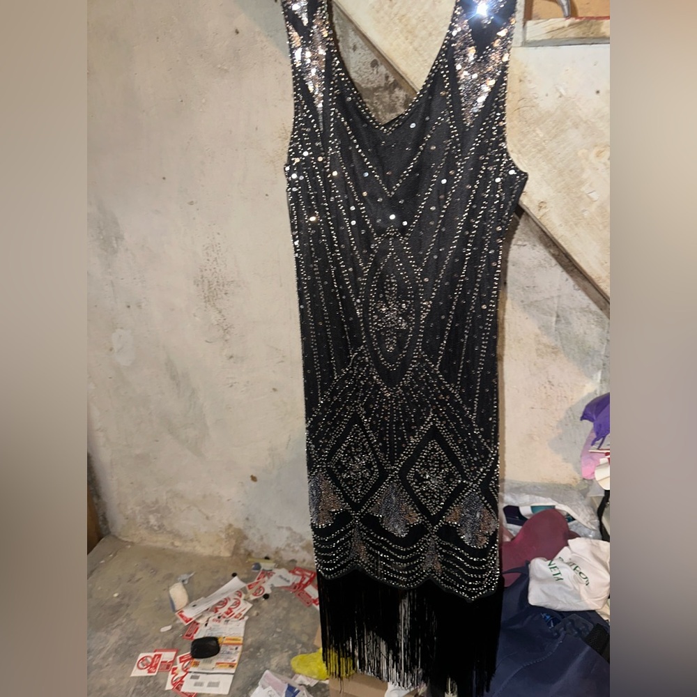 Elegant Black Beaded Dress